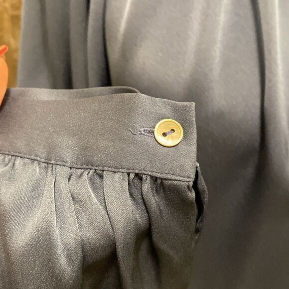 Kobi Halperin Blue Pleated Bib Collar silk  Blouse, XS - Picture 6 of 12